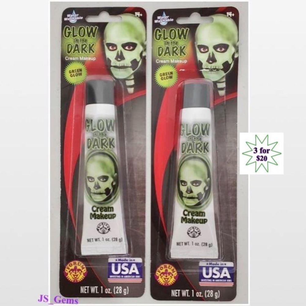 2 New Halloween Green Makeup Glow In The Dark NWT